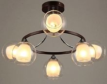 Люстра потолочная шестирожковая Мелодия Света Колесо Е27 Кофейный картинка 